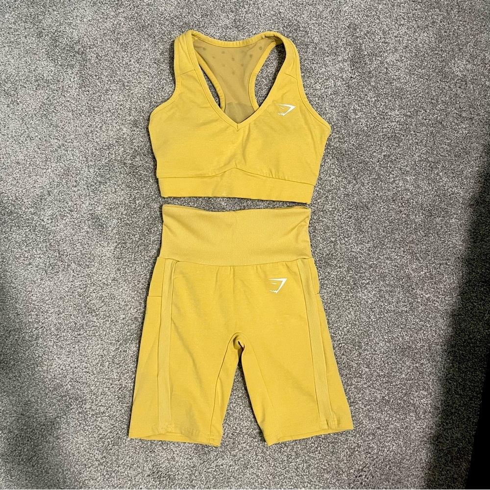 Yellow Gymshark Sol Lift Short Set
